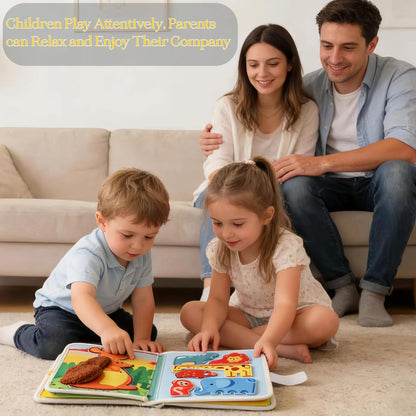 Montessori Forest Animals Busy Book, Airplane Travel Felt Quiet Busy Board for Toddler 1-3, Preschool Kids Learning Activities Sensory Toy to Develop Fine Motor Skills, Boys Girls Birthday Gift (#A)