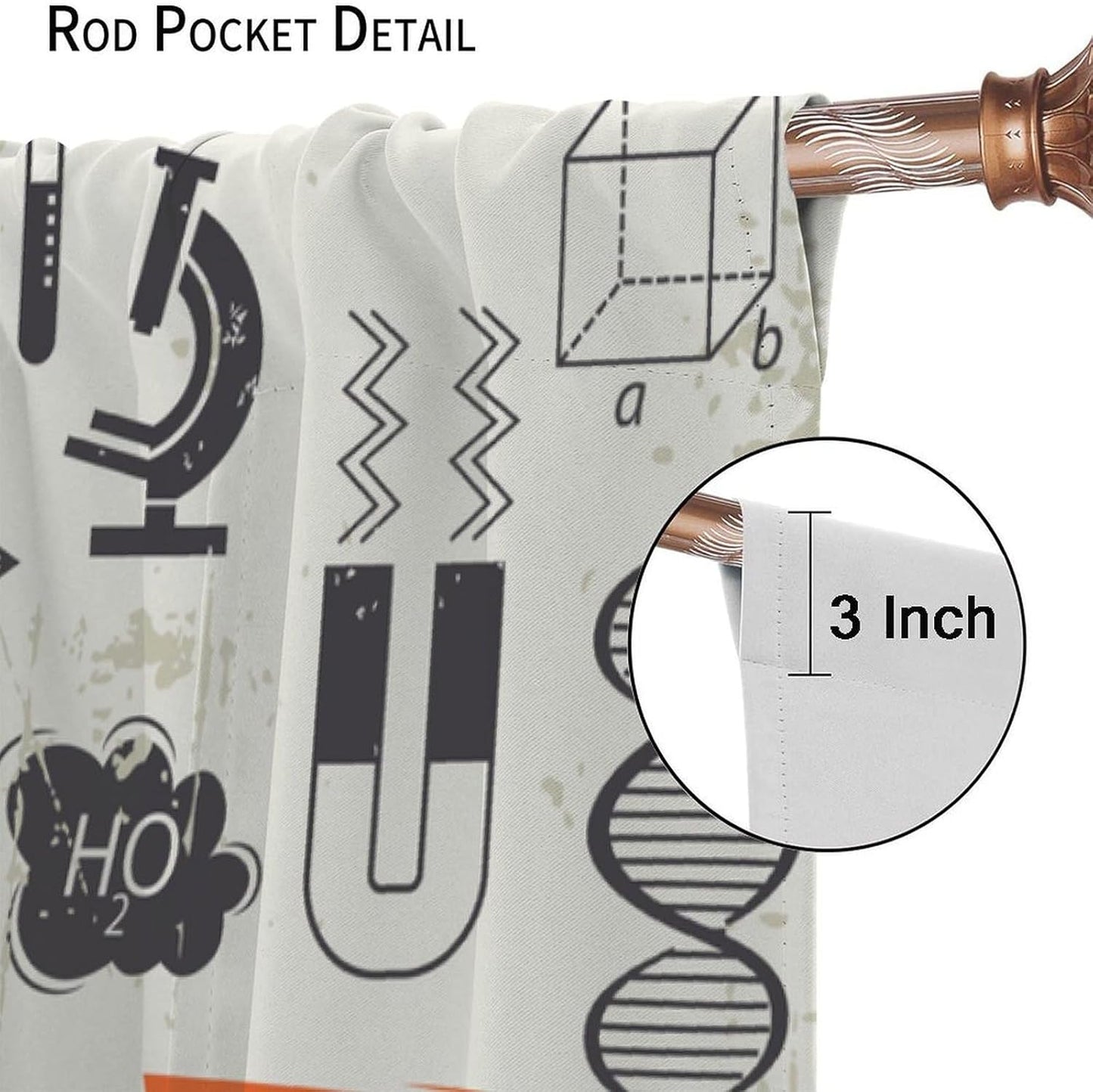 Science Physics Window Curtains, Abstract Math Chemistry Curtain Scientist Graffiti Print Window Treatments for Kids Teens Bedroom Living Room Kitchen Set 2 Panels,42x63 Inches