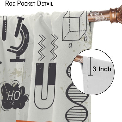 Science Physics Window Curtains, Abstract Math Chemistry Curtain Scientist Graffiti Print Window Treatments for Kids Teens Bedroom Living Room Kitchen Set 2 Panels,42x63 Inches