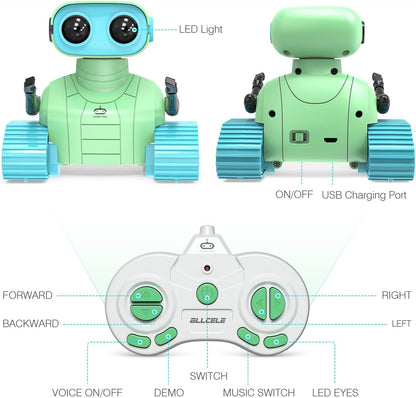 ALLCELE LED RC Robot Toys for Girls with Programming, Music, Demo and LED Function, Remote Control Robot Toy, Gift for Girls 3-8 Years Old Blue Pink