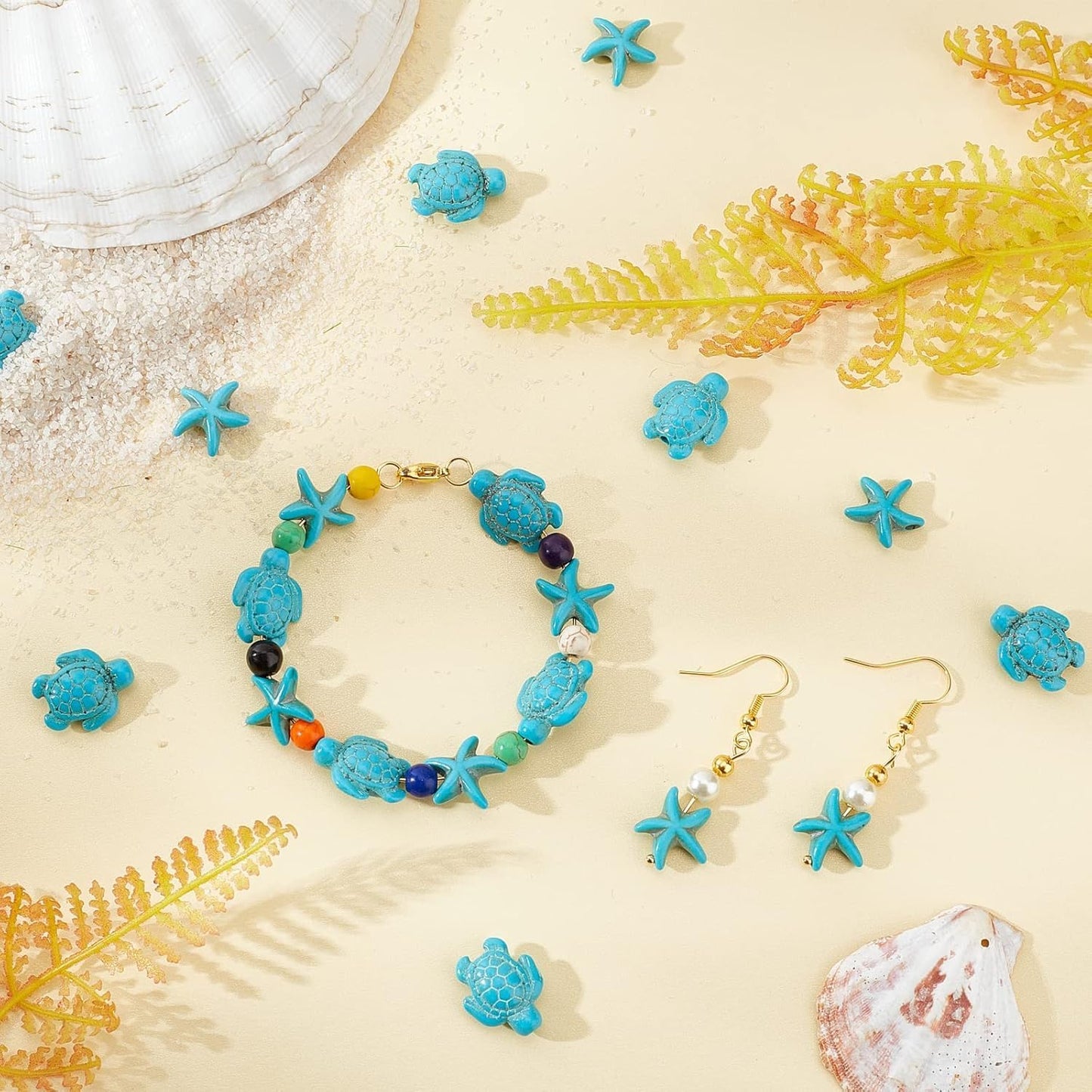 100pcs Blue and White Turquoise Cross Spacer Beads 8x10mm Semi Precious Stone Bead Easter Cross Gemstone Loose Beads for Jewelry Making Charms Beading Bracelets Necklaces Earrings Crafts