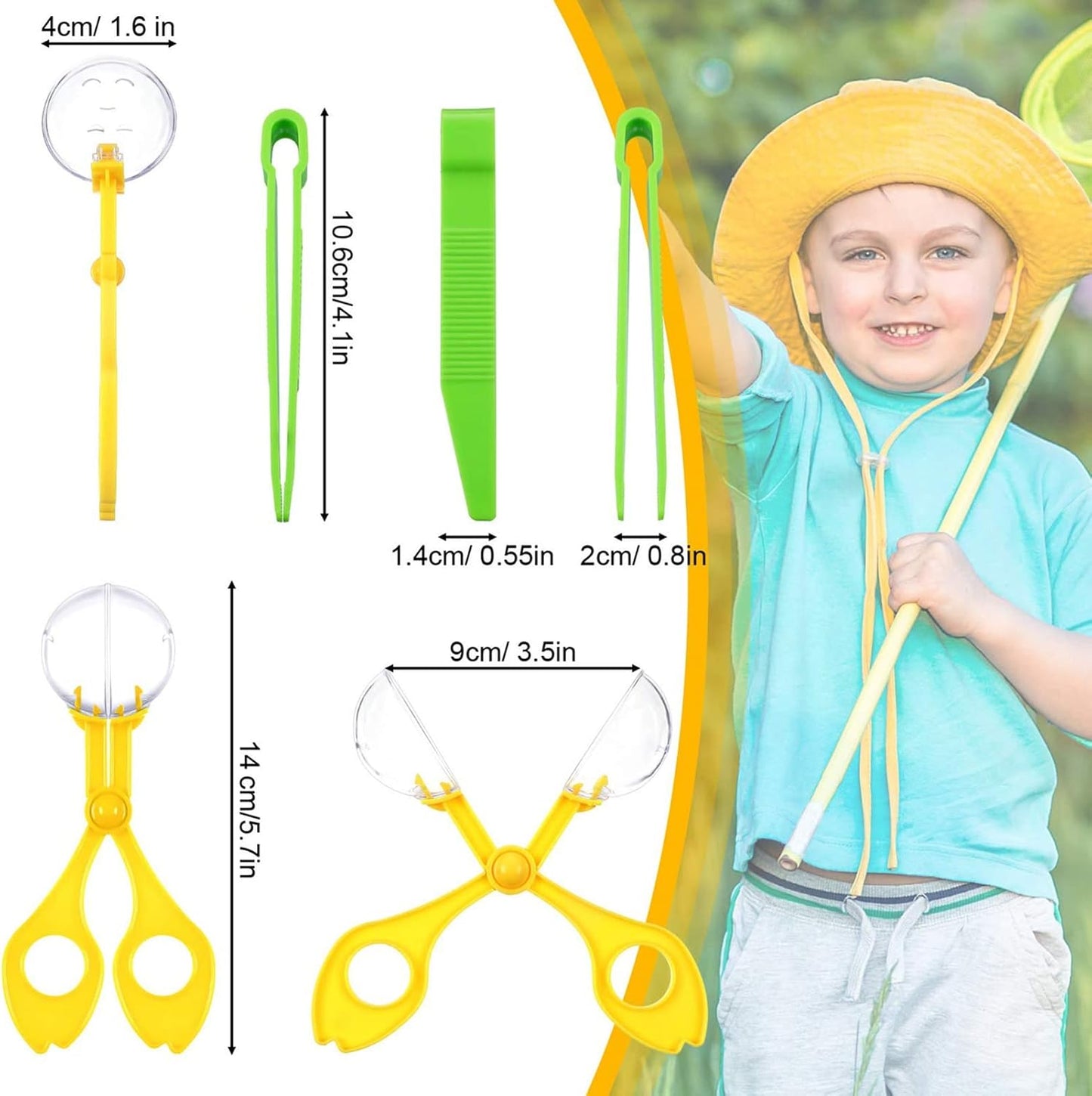 cdar Handy Scoopers Skill Development Cognitive Ability Ergonomic Design Small Animal Catcher Jumbo Tweezers for Kids Yellow