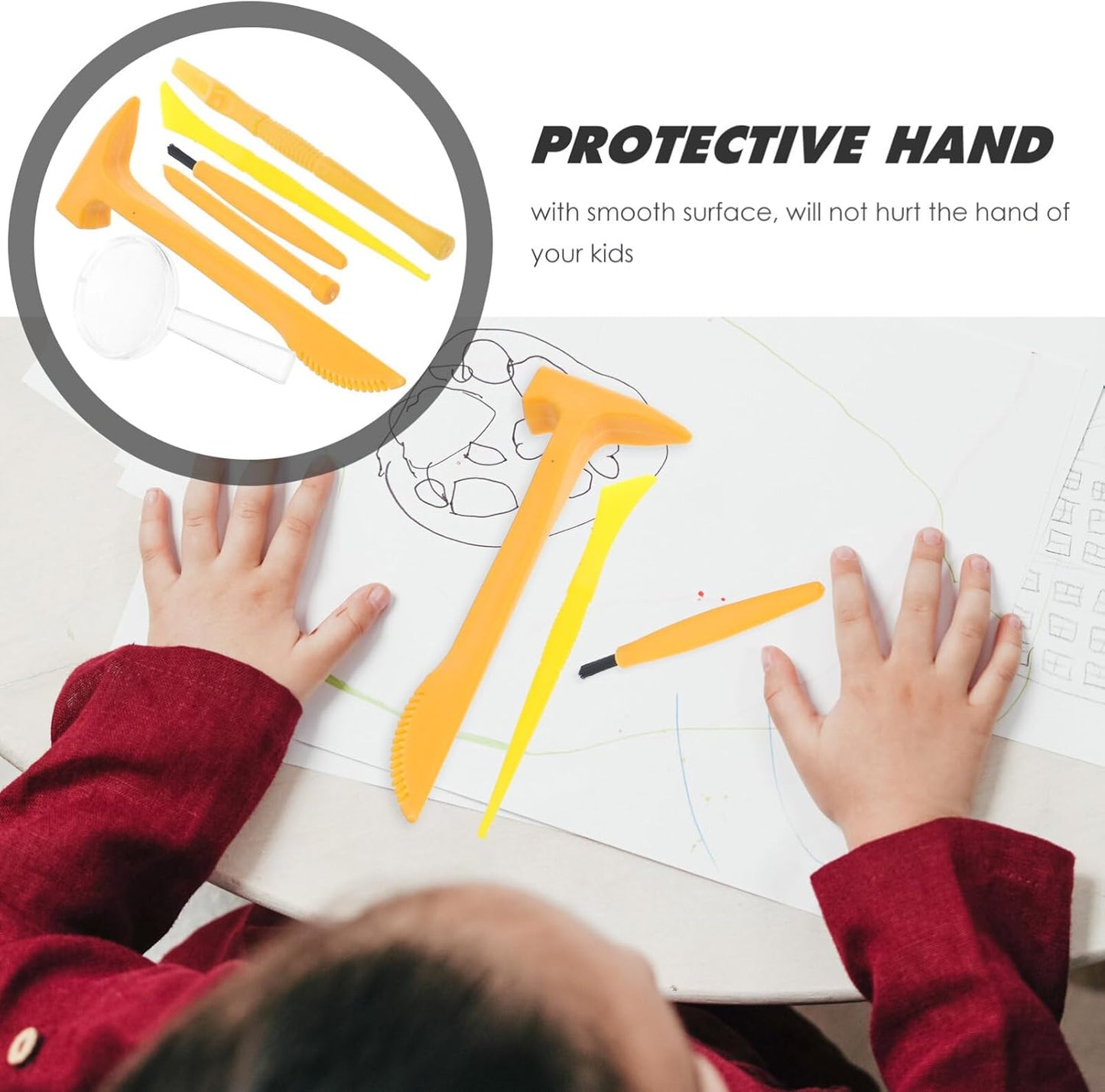 Totority Dig Kit 3 Sets Dinosaur Dig Tools Kit for Kids, Dinosau Digging Kit, Science Kits with Mini Hammer Chisel Brush Scraper for Gems Gemstone Dig Kits