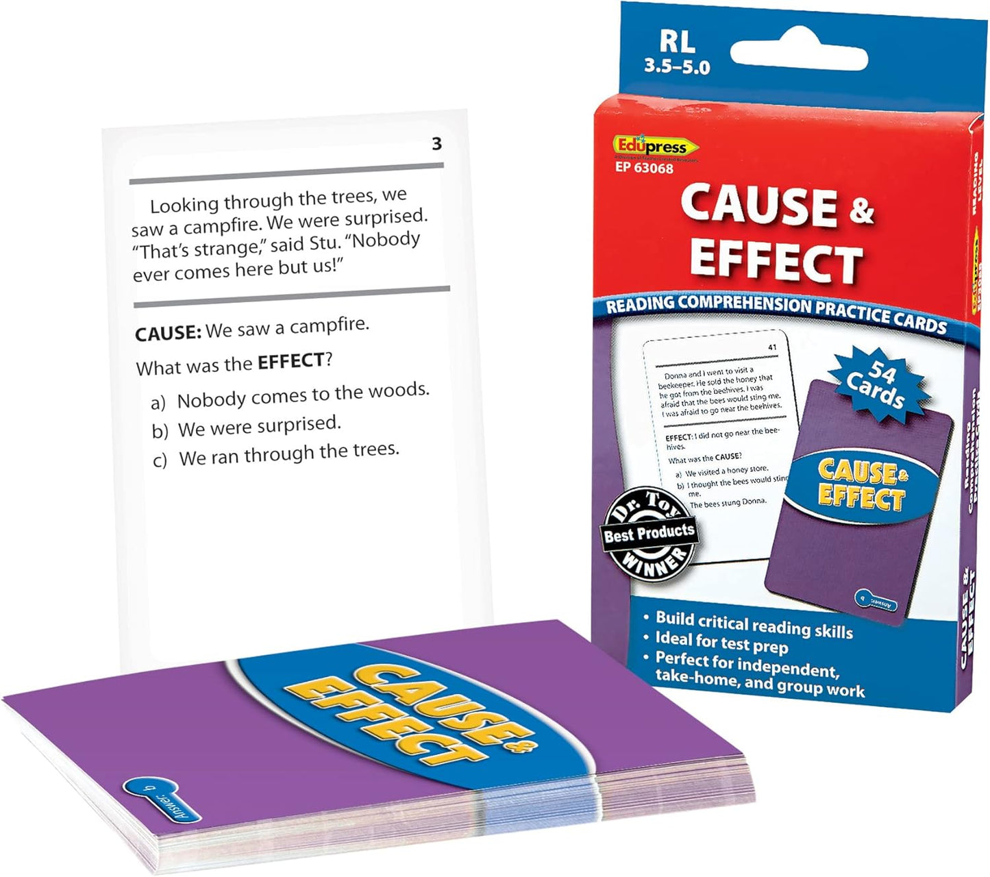 Edupress Reading Comprehension Practice Cards, Informational Text, Red Level (EP63437) Medium