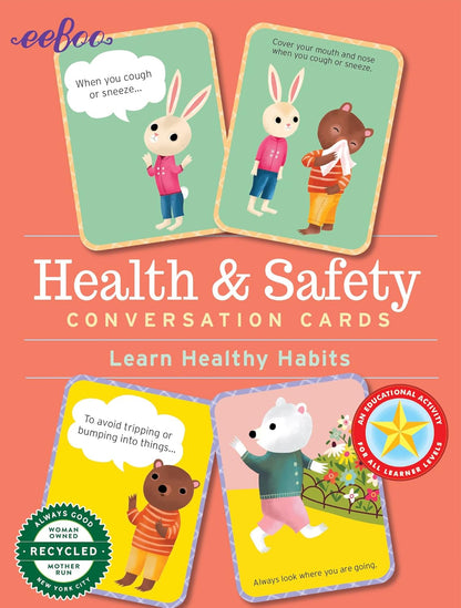 eeBoo: Health & Safety Conversation Cards, Allows Children to Learn Healthy Habits and a Refresher to Others, Perfect for Children 3 and up