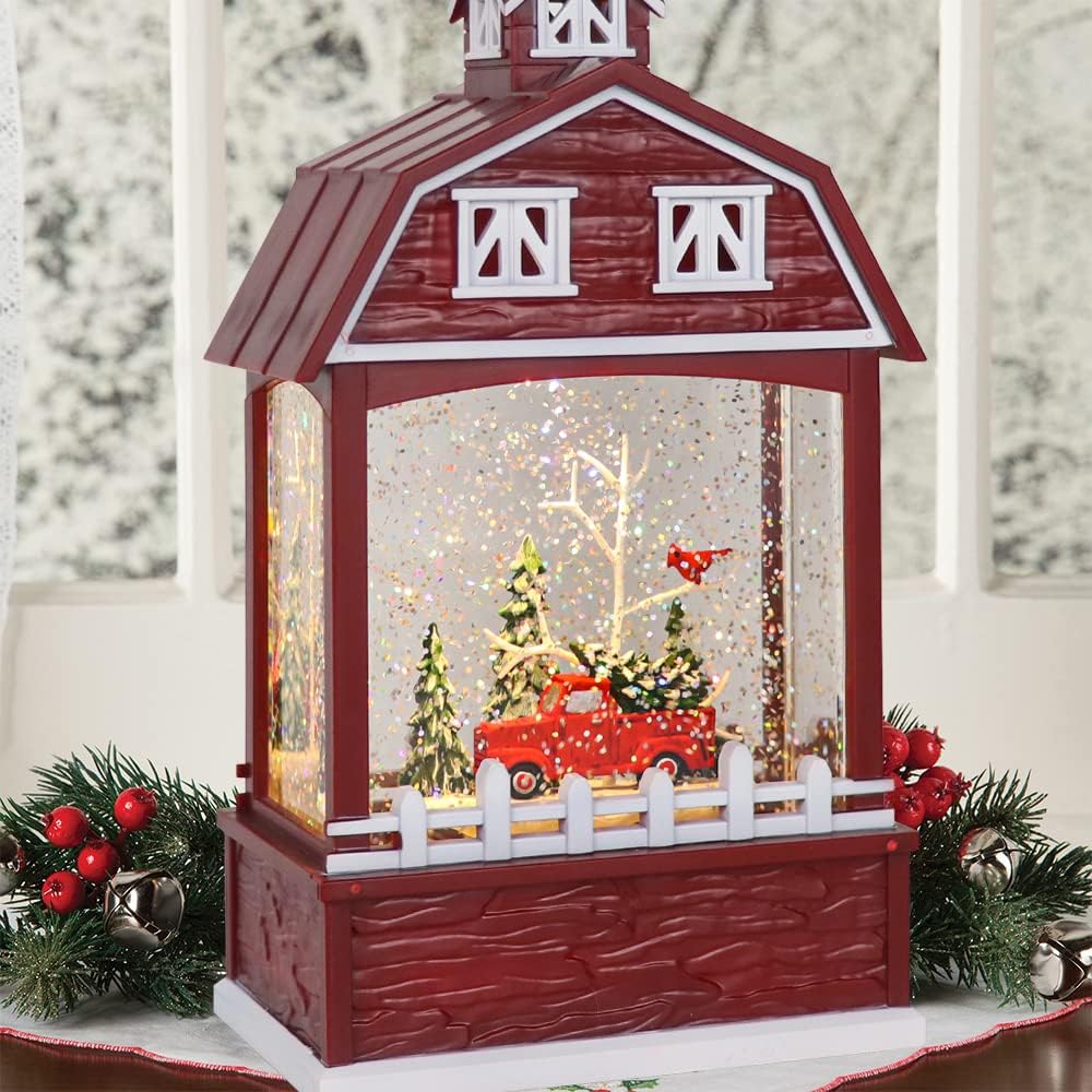 Eldnacele Musical Snow Globe Lantern with Timer, Lighted USB/Battery Operated Swirling Singing Water Glittering Lantern, Snow Globes for Adults and Kids Christmas Decoration- Santa