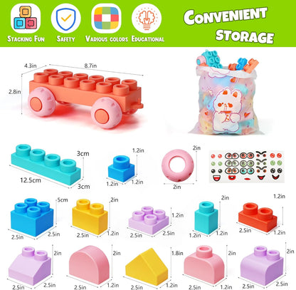 78 Pcs Top STEM Soft Building Block Sets for Kids Aged 18 months to 6 years.Mega Blocks for Baby.Large Construction Stacking Block Toys for Toddler to Improve Imagination、Creativity、Hands-on Ability