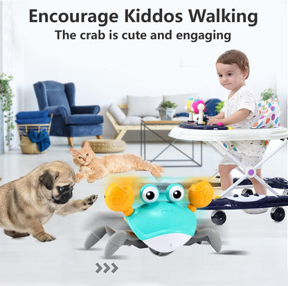 Crawling Crab Gear Set Toy - Tummy Time Musical Crab Toys Stacking & Building Blocks Educational STEM Game for Toddlers & Kids 3-5, 1 2 3 Yr Old Birthday Gift Christmas Stuff for 0-36 Month Boys Girls