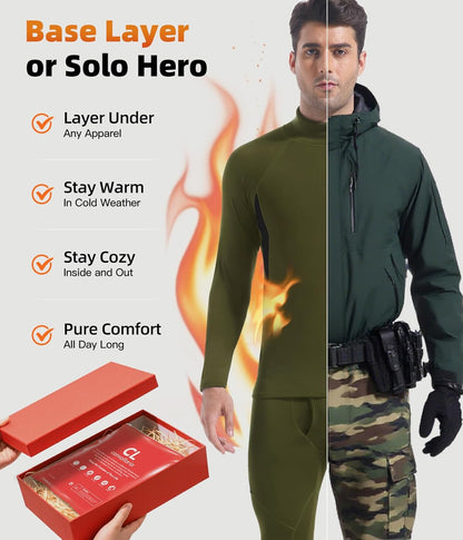 CL convallaria Thermal Underwear Long Johns Set Mens Winter Gift Hunting Gear Sport Base Layer Bottom Top - Colors A