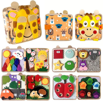 Montessori Busy Book, Suitable for Toddlers Aged 1-3, Felt Sensory Activity Book, Children's Travel Toy, Quiet Book Busy Board, Birthday Gift for Boys and Girls