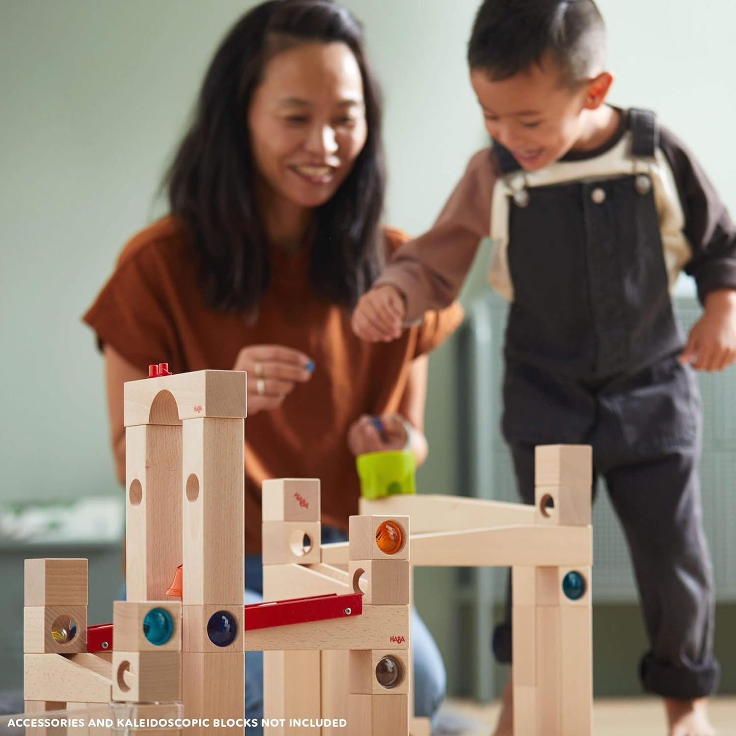 HABA Wooden Marble Run Ball Track Building Set for 4-10 Year Olds, STEM Toy with 49-Piece Wooden Track and Marbles, Montessori Toys for 4 Year Olds