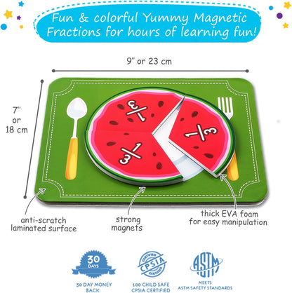 112 PCS Yummy Magnetic Fractions - Magnetic Fraction Tiles & Circles, Bars, Classroom Math Manipulatives, Fraction Manipulatives for Elementary Teachers 2nd, 3rd, 4th, 5th Grade - Simply Magic