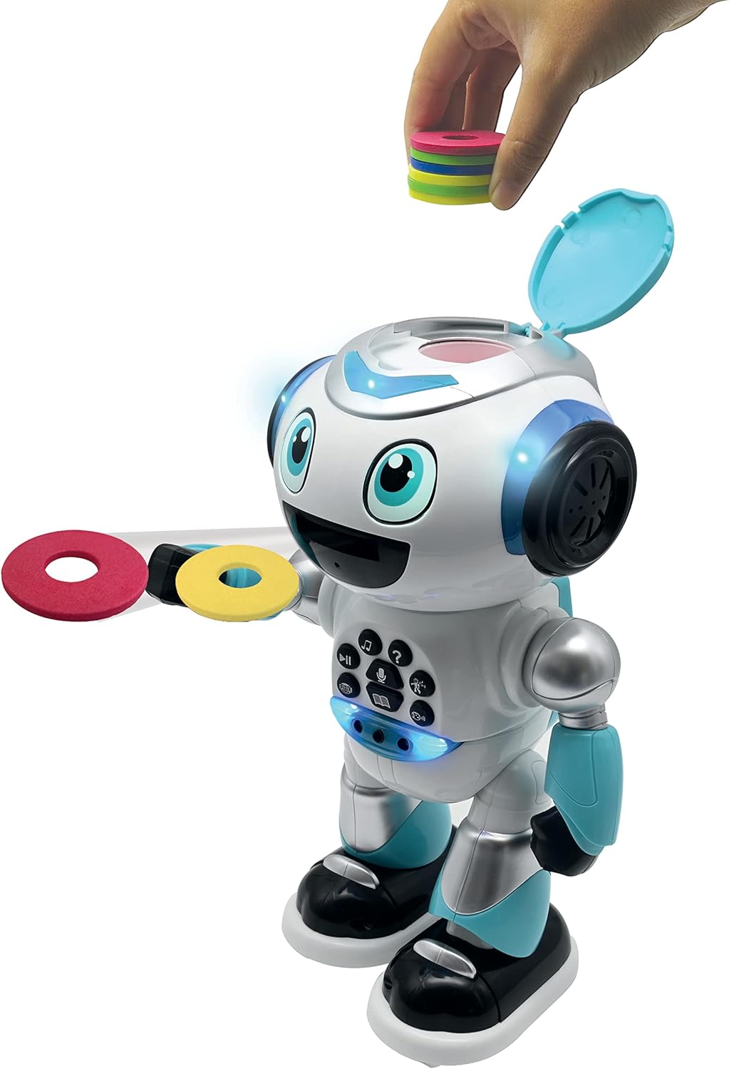 LEXiBOOK, Powerman Neo, My Robot Full of Technology, Remote Control and Gesture Control, Educational Activities in English, Programmable, Music and Dance, Sound and Light Effects, Blue/White, ROB18EN