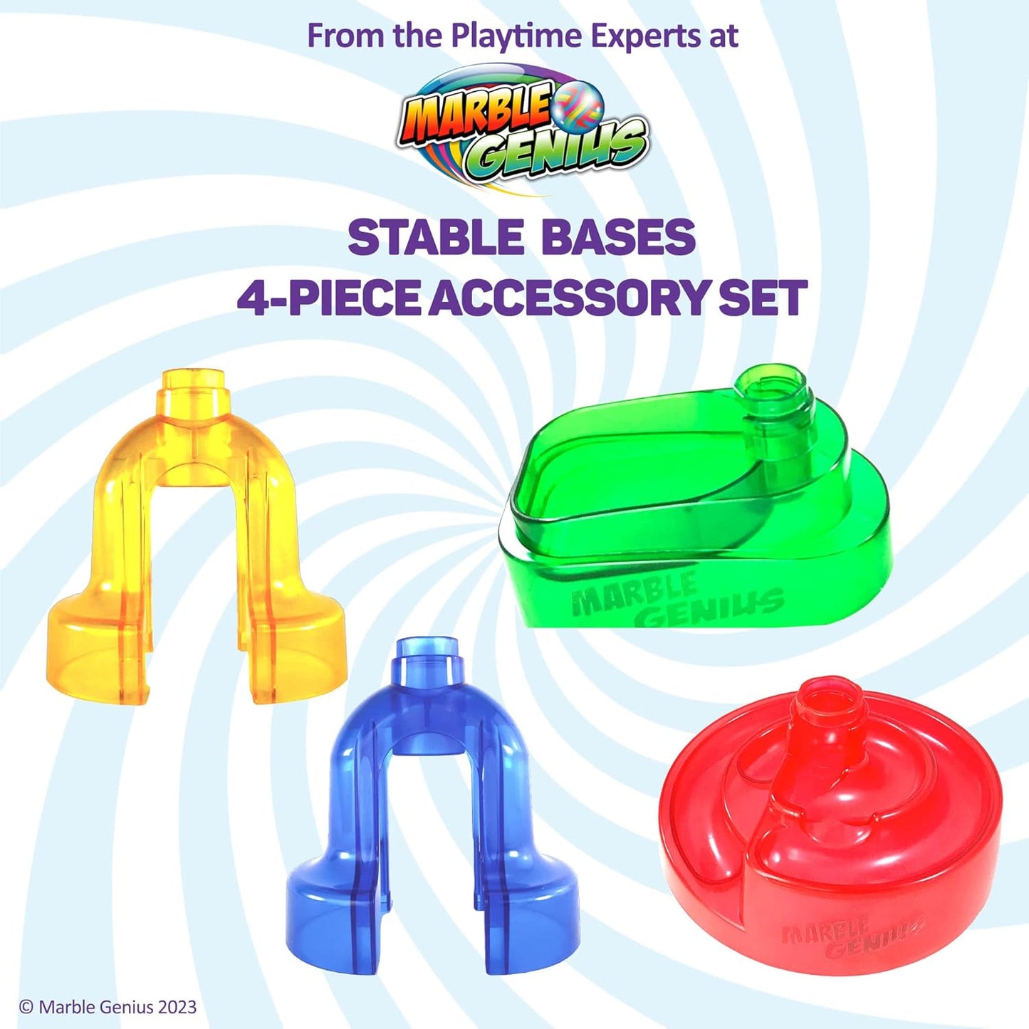 Marble Genius Stable Bases, 4pcs Marble Run Accessory Set for Kids Ages 4+, Fun Ultimate Marble Track Race Add-on Kit for Teens STEM