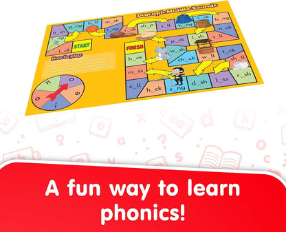 Junior Learning Phonics Board Games Set, 6 Counters, Ages 4-5, Language Skills, Pre K-K, Medium