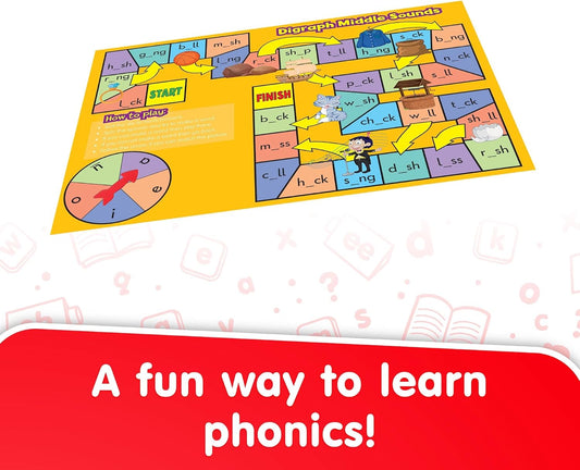 Junior Learning Phonics Board Games Set, 6 Counters, Ages 4-5, Language Skills, Pre K-K, Medium
