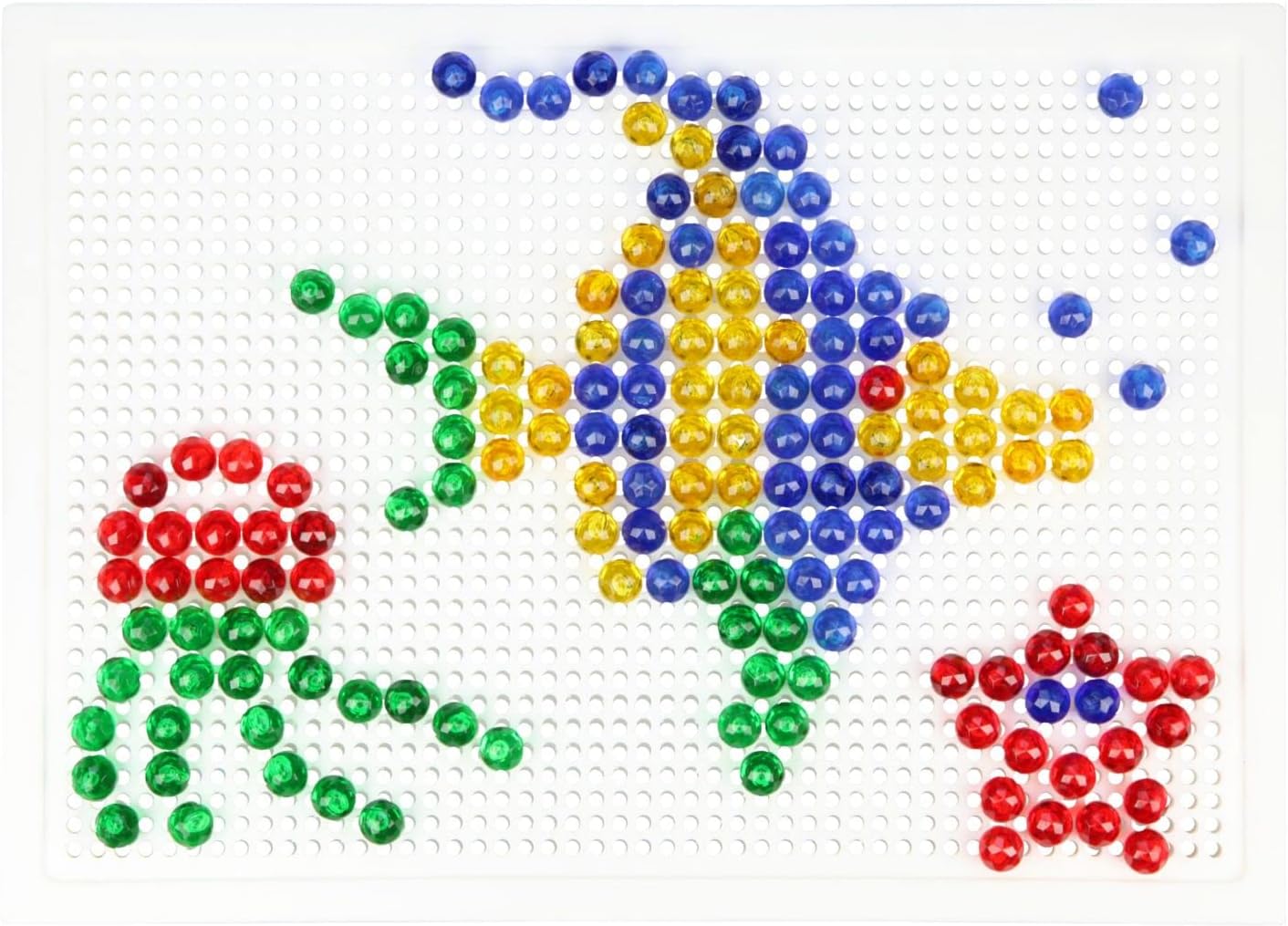 Lena 35626 Mosaic Plug-In Game Set, Mosaic with 260 Transparent Plugs, Mosaic Plug Diameter 10 mm, Mosaic Game for Children from 3 Years, Complete Set with Pegboard Approx. 28 x 19.5 cm and Organiser,