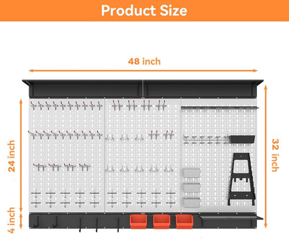 WALMANN 113 PCS Pegboard Wall Organizer Kit with Pegboard Hooks, Bins, Shelves, Pegboard Tools Storage System for Garage, Workbench, Modular Peg Board Tool Organizer Board with Hooks(Black)