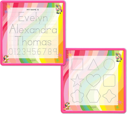 Kid's Name Tracing Board | Dry Erase Letter Tracing | Reusable Name Alphabet Tracing| Number Tracing | Personalized | Baby Unicorn Theme