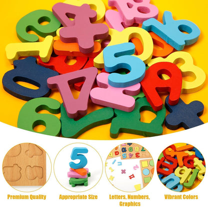 4-in-1 Wooden Alphabet Puzzle for Kids Ages 3+ – Upper & Lowercase Letters, Numbers & Shapes – Montessori Educational Learning Toy for Toddlers & Preschool – Fine Motor & Early STEM Skills