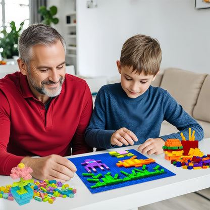Building Bricks Baseplates Multipack 32x32 Stud, 8 Pack of Base Plates in Color of Black, Dark Grey, Light Grey & White, Foundation & Display for Building Blocks, 10x10 in. (25.5x25.5 cm)