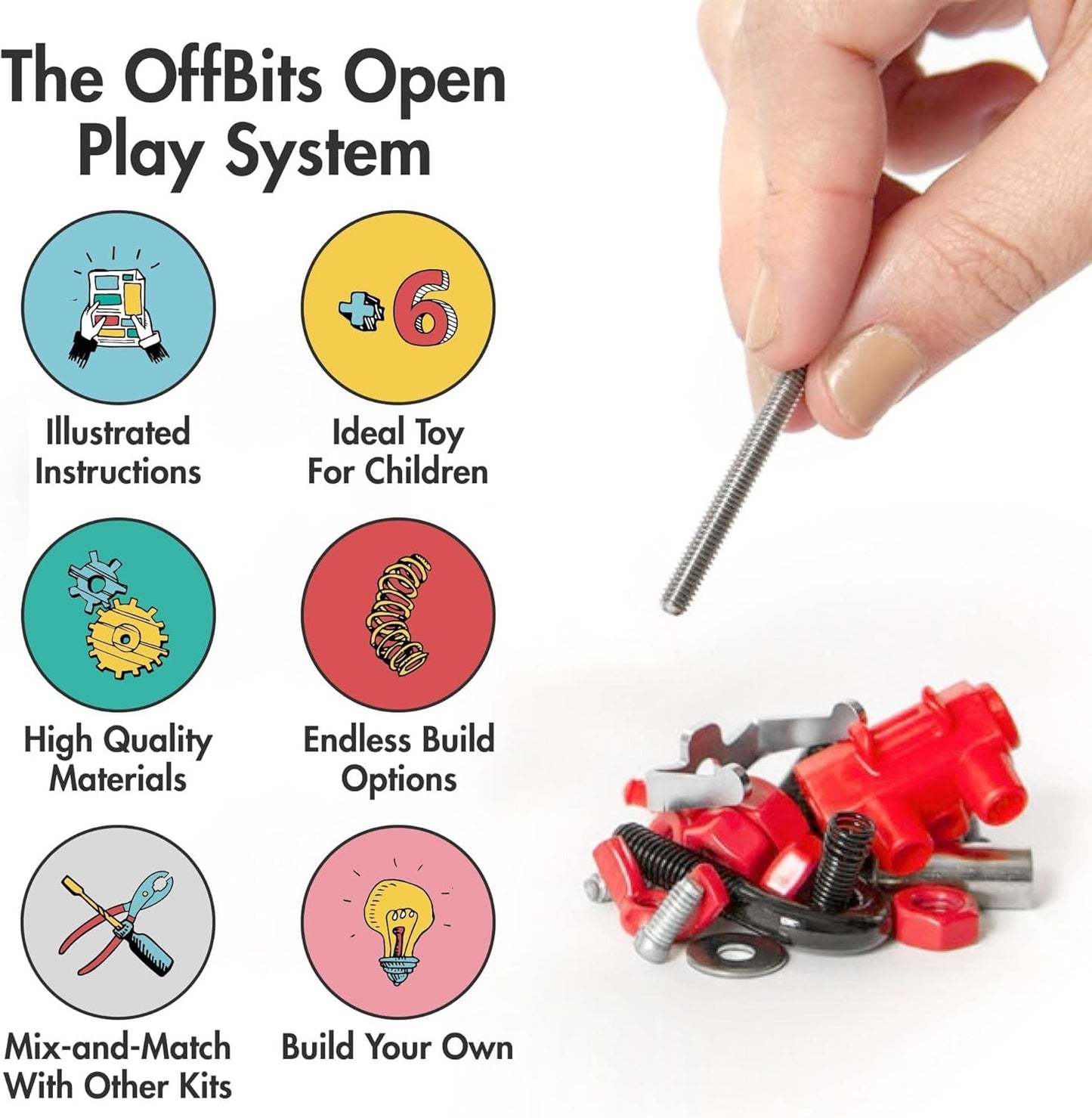 The Off Bits Erector Set: Animal Mini STEM Toys for Kids 6+, Toy Building Sets with Nuts & Bolts, STEM Building Toys Gifts for Boys and Girls (Blue Elephant)