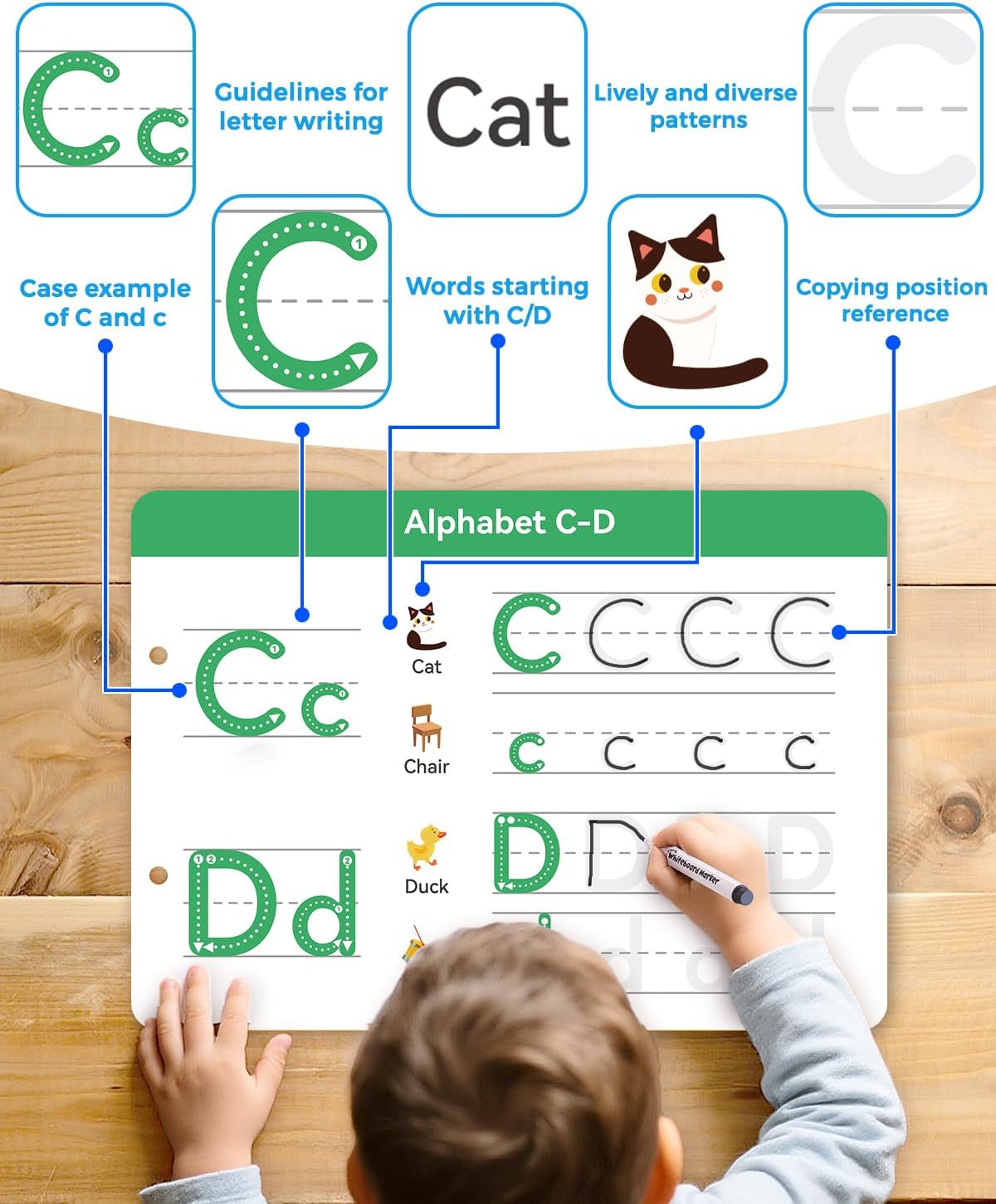 Preschool Learning Activities 54 Reusable Pages, Tracing Books for Kids Ages 3-5, Toddler Activities Busy Book, Handwriting Practice Kindergarten Workbooks, Educational Toys for 3 4 5 Year Old
