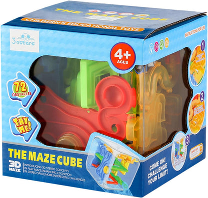 3 otters 3D Puzzle Maze Cube, 72 Obstacles Puzzle Cube Interactive Maze Game with Education Toy for Kids