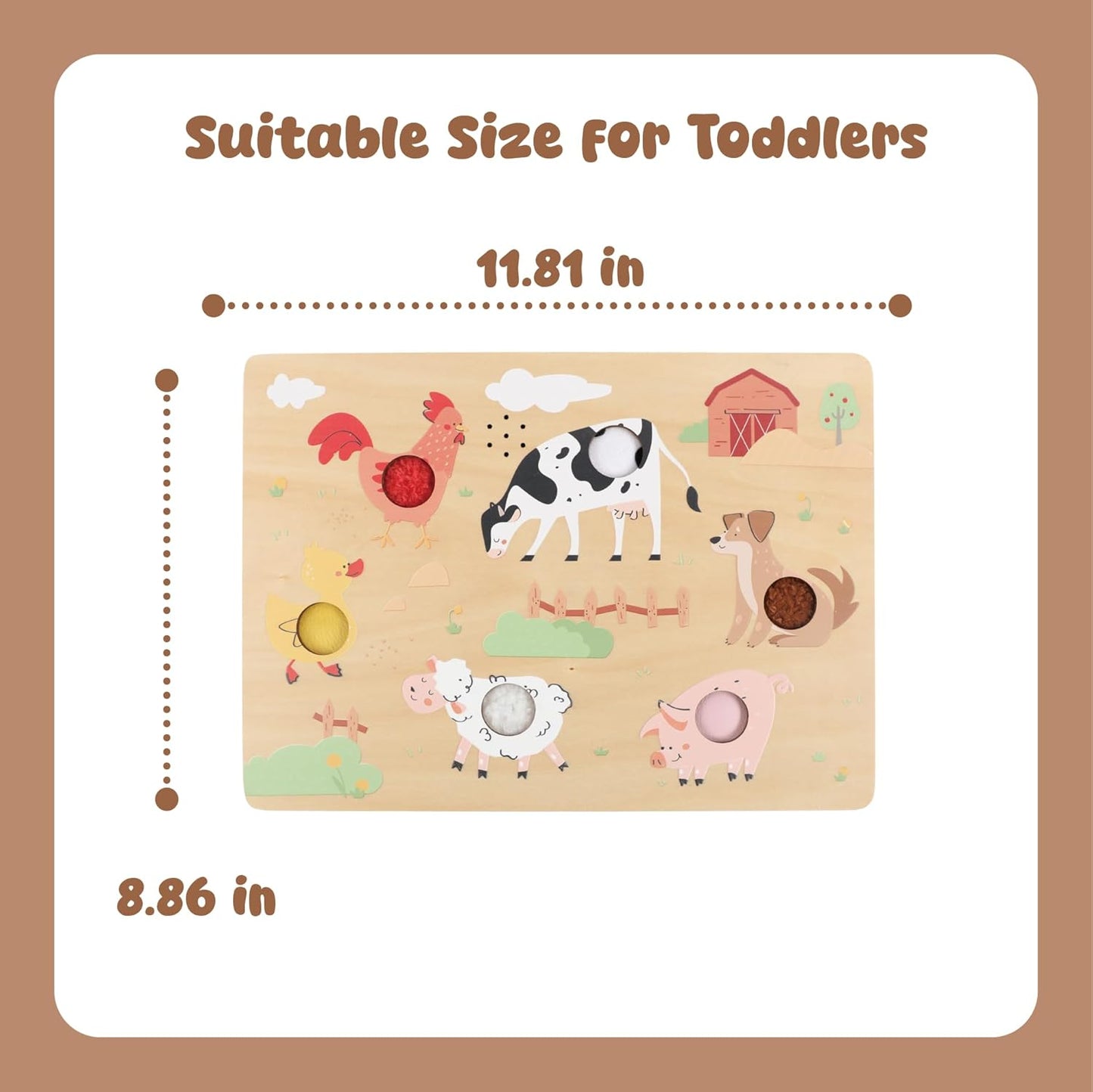 Freniland Press-to-Play Farm Sound Puzzle for Toddlers, Wooden Farm Sound Board with Push Buttons, Montessori Educational Toy for 18M+