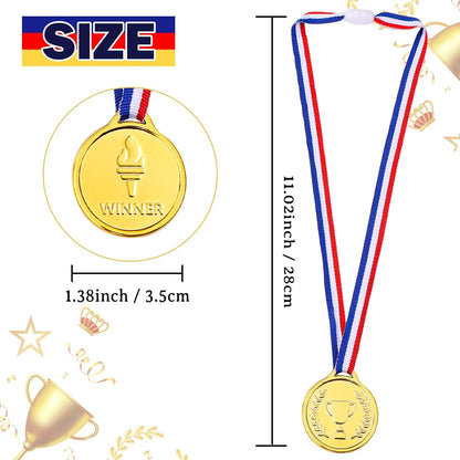 Caydo Gold Medals for Kids, Plastic Medals for Awards Winner Award Medals for Children's Game Prizes, School Sports Games, Competitions, Family Gatherings(24PCS/100PCS)