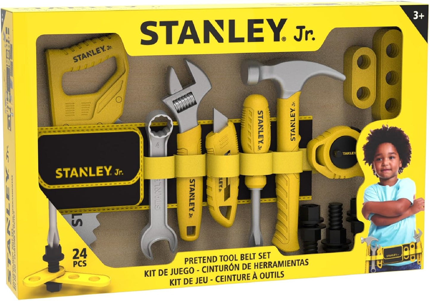 Stanley Jr. Kids Tool Set for Pretend Play - Hammer, Ruler & Builders Tools for Kids - Fun & Educational for Little Builders & Creative Playtime Adventures Age 3+ 25 Pcs.