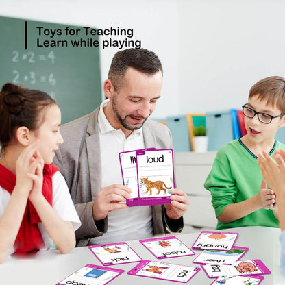 WJPC 55 Cards, 106PCS High Frequency First-Grade Sight Words Flash Cards, 1st Grade Phonics Learning Cards for 5,6,7,8 Years Ages Kids Boys, Girls Learn to Read, Write, Association, Sentence Making