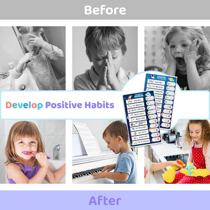 Upgraded Slider 3 in 1 Bedtime/Morning/Daily Routine Chart for Kids, Magnetic Chore Chart for Kids, Visual Schedule for Kids Toddlers Schedule Board for Home