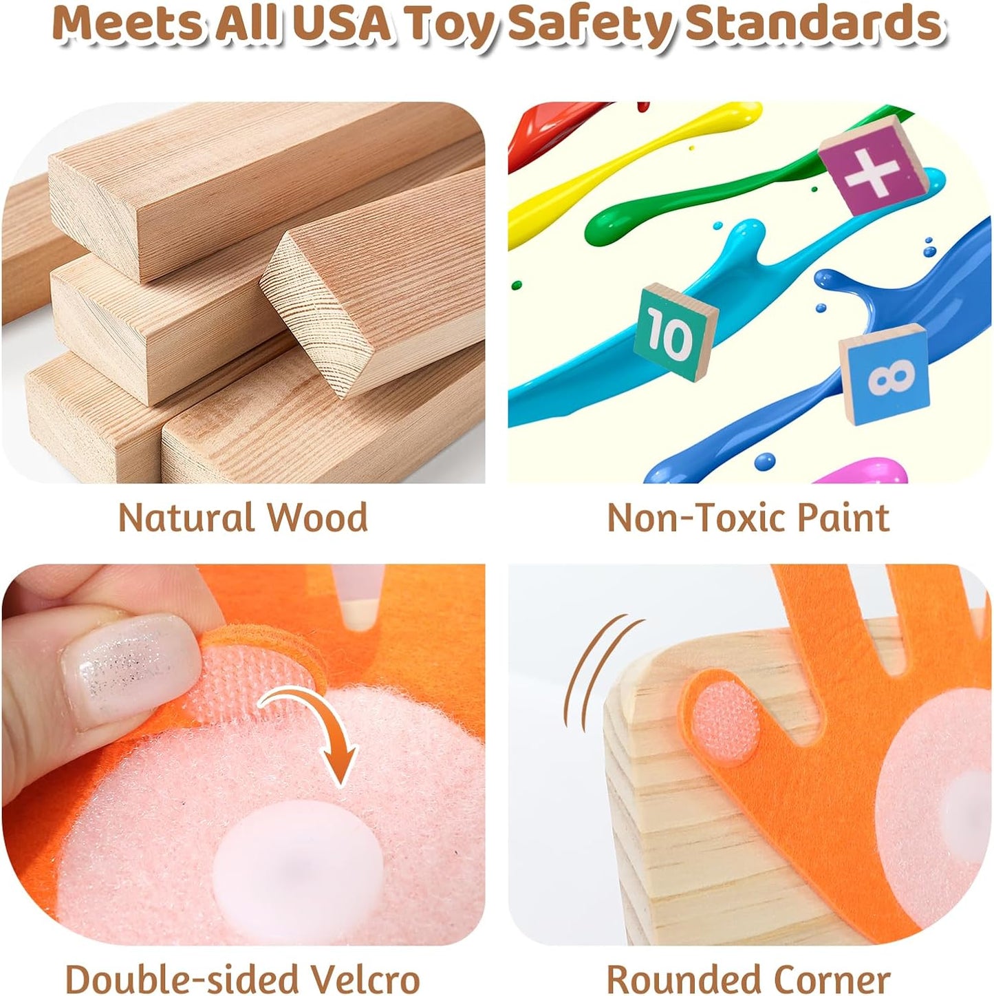 Montessori Math Learning Toys for Toddlers 3-5, Double-Sided Finger Counting & Number Tracing Board, Preschool Educational Wood Number Blocks Toys for Kids 2-4, Math Manipulates, Girl Boy Gift 5-7