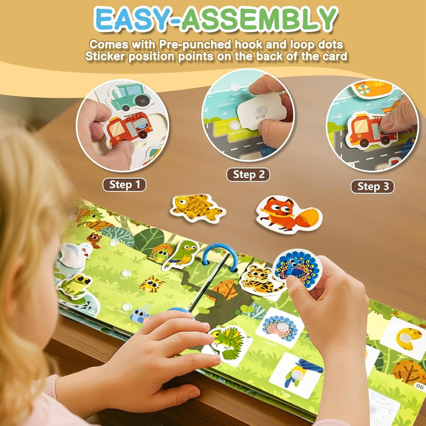 3 Pack Busy Books for Toddlers, Montessori Quiet Book, Preschool Learning Activities Educational Workbook, Sorting Matching Sticker Fixing, Gifts for Kids Age 3+ (Farm, Vehicle, Weather)