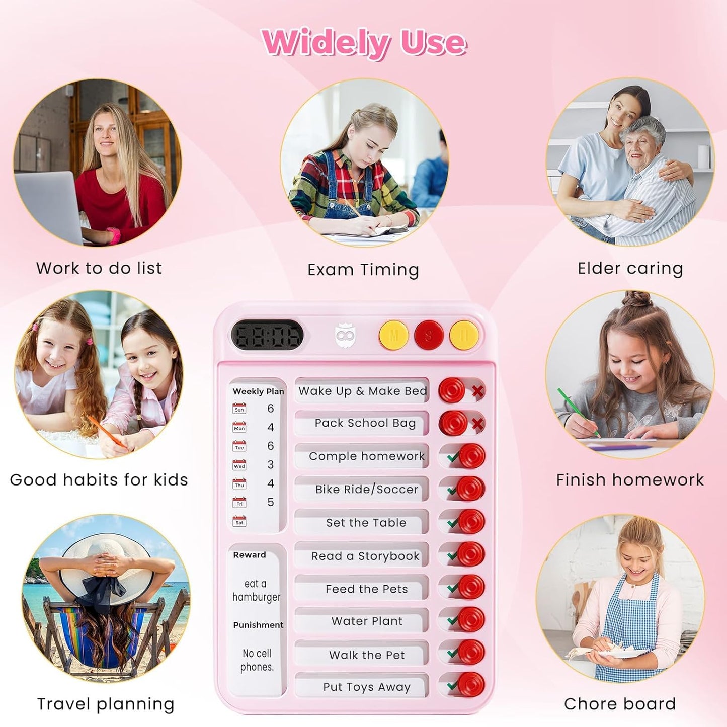 Magnetic Chore Chart for Kids, ADHD Tools for Kids to Do List Checklist Task Board Routine Chart Visual Schedule for Fridge with 10 Sliders and Magnetic Marker - White