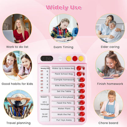 Magnetic Chore Chart for Kids, ADHD Tools for Kids to Do List Checklist Task Board Routine Chart Visual Schedule for Fridge with 10 Sliders and Magnetic Marker - White