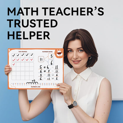 Dotimo 10 PCS Small Dry Erase Boards and Math Manipulatives - Reusable 12"x9" Double Sided Whiteboard with Number Line, 130 Numbers Chart for Classroom Homeschool