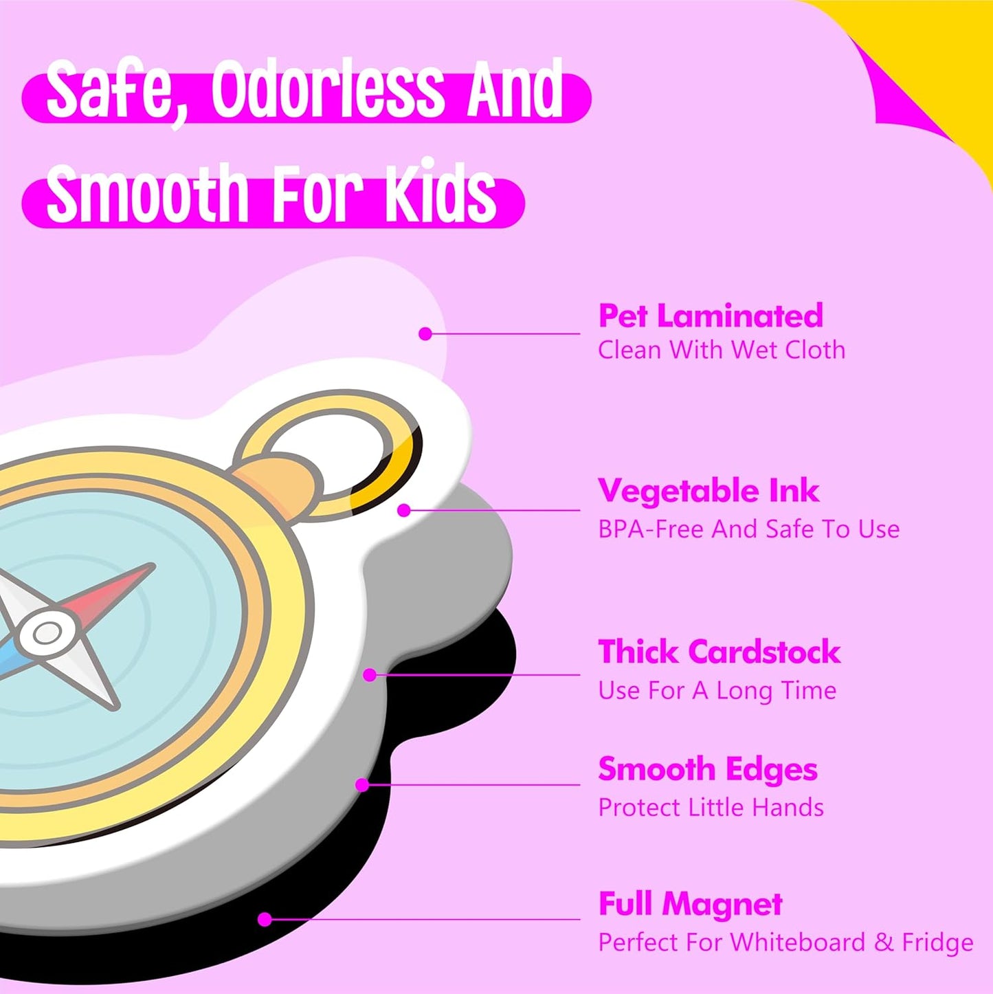 50 PCS First Word Magnets, Magnetic Thickened Daily Items Fridge Magnets Adorable Educational Learning Toys for Kindergarten, Preschooler, Kids 3+