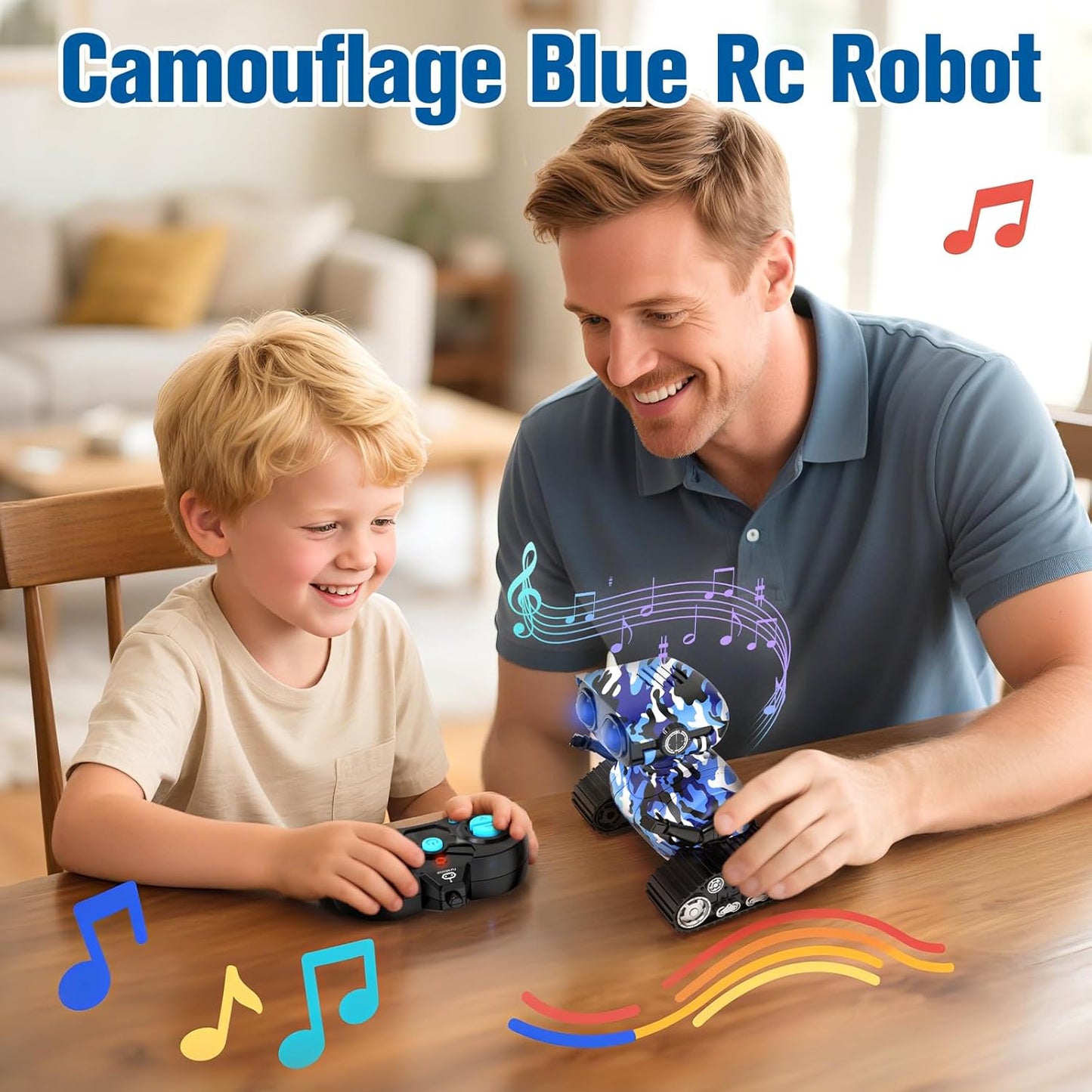 FunMission Robot Toys for Kids Boys Girls Emo Robots Remote Control Smart Robot with Auto-Demonstration LED Eyes Flexible Head & Arms for 3+ Years Old Kids