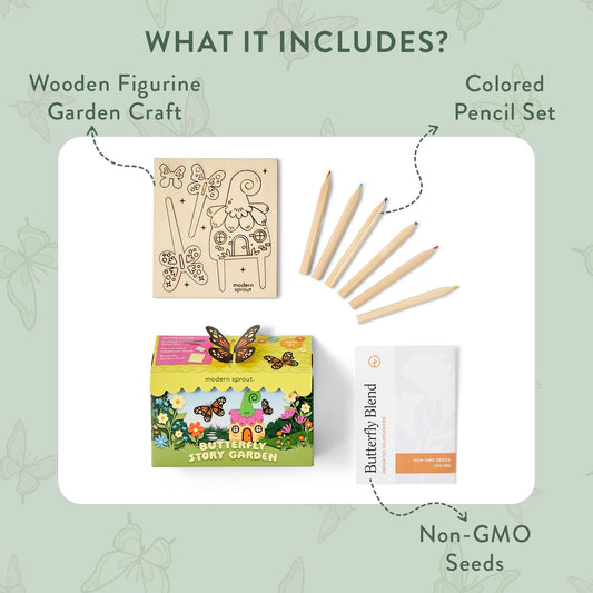 Modern Sprout Magical Minds Garden Kit - Seed Starter Kit for Kids w/Wooden Figurines, Wildflowers, Edible Plant Seeds & Crafting Fun - Kids Gardening Set for Learning & Play, Perfect Gardening Gift