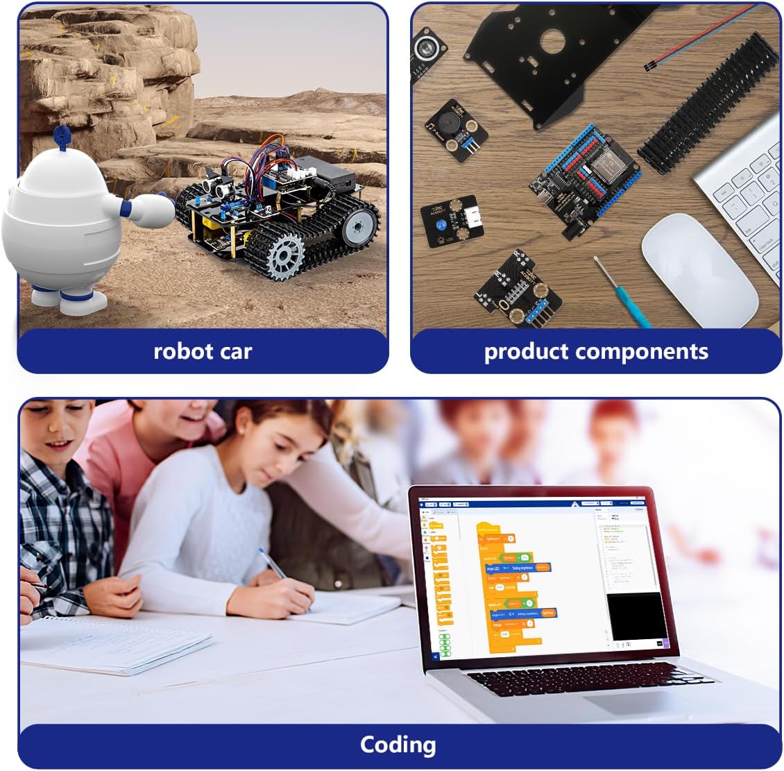 ACEBOTT Smart Robot Tank Car Kit with ESP32 for Arduino Robotics for Kids Ages 8-12 12-16 STEM Science Kits Coding Gifts for 8-16 Year Old Boys Girls Teens Cool Engineering Building Toys Unique Gifts