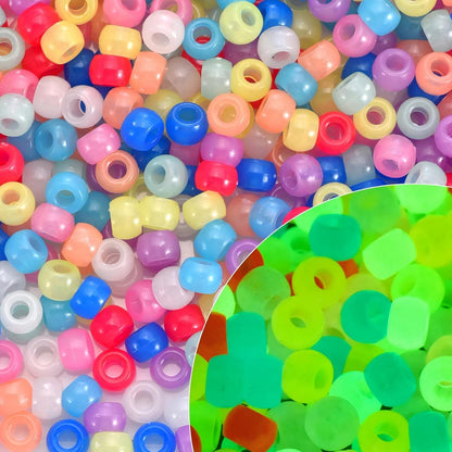 1100Pcs Red Pony Beads 6x9mm Large Hole Plastic Hair Beads for Braids, Kandi Bracelets, Keychains, Jewelry Making