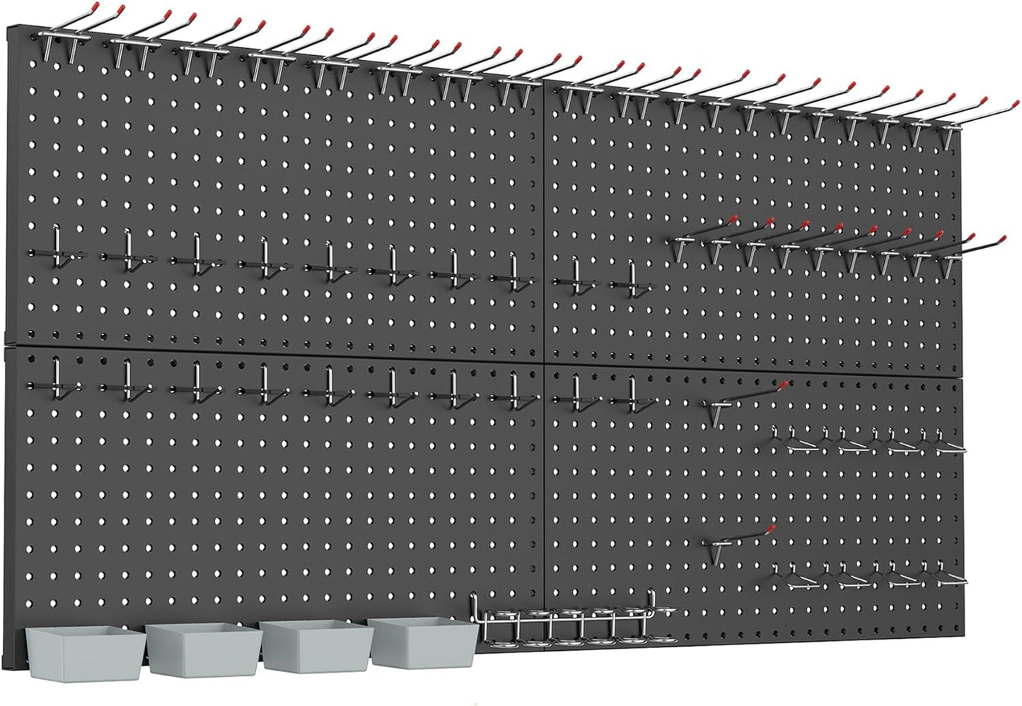 WALMANN Metal Pegboard Kit with Accessories for Wall, Garage Tools Storage Pegboard System for Garage, Workbench, Modular Peg Board Tool Organizer Board with Hooks(Black)