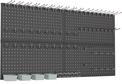 WALMANN Metal Pegboard Kit with Accessories for Wall, Garage Tools Storage Pegboard System for Garage, Workbench, Modular Peg Board Tool Organizer Board with Hooks(Black)
