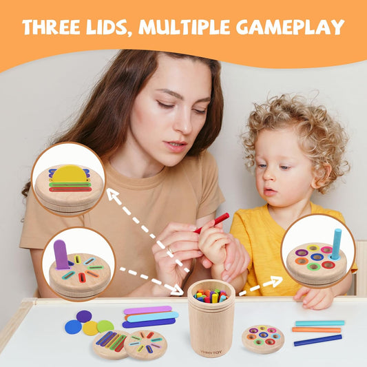 YHHYTOY Montessori Toys for 2 3 4 Years Old, 3 in 1 Educational Sensory Color Sorting Toys for Toddlers 1-3, Fine Motor Skills Preschool Learning Activities, 2 3 4 Year Old Girls Boys Birthday Gifts