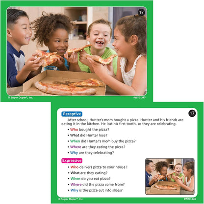 Super Duper Publications | Webber® Photo Cards – WH Questions | Flashcards - Receptive and Expressive Language Skills | Educational Learning Resource for Children