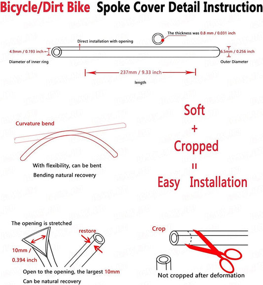Super Pop Bicycle Spoke Skins Wraps Compatible with Schoolmate Bike Fans- Colorful Bike Wheel Decoration-72 Pcs(Red)