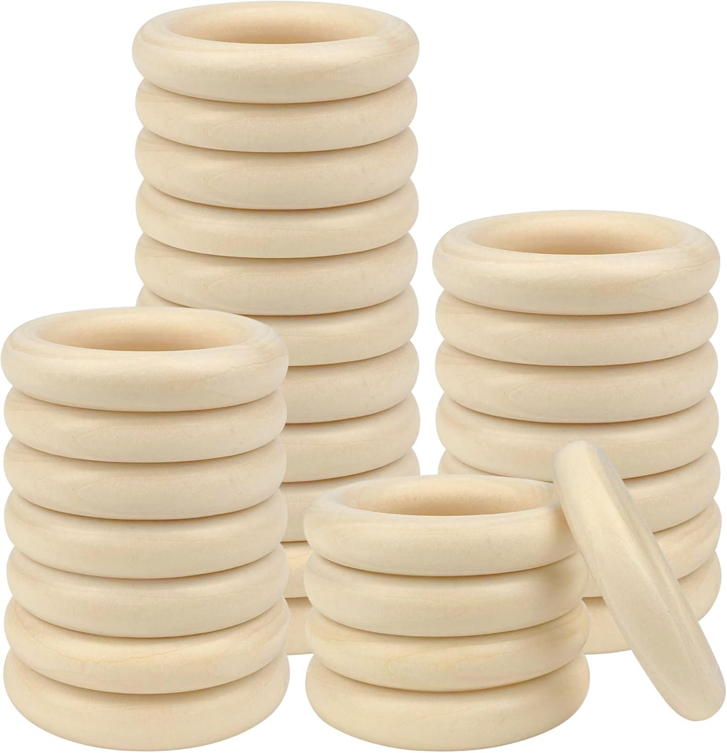 20 Pcs Unfinished Wooden Rings for Crafts, 70mm/2.7inch Natural Wood Rings Without Paint, Macrame Rings for DIY, Jewelry Making