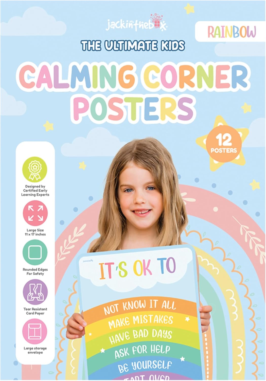 jackinthebox 12 Science Posters for Classroom - 12 x 17 inches Laminated, Middle School Science Posters, Posters for High School, Science Classroom Decor, Science Bulletin Board Sets for Kids.